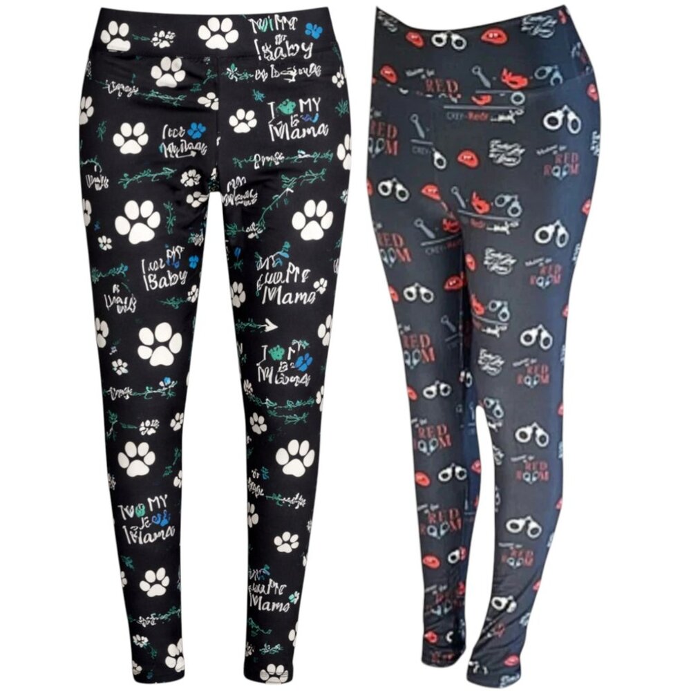 WHOLESALE 4-Pack Karmen Anne Custom Leggings OS (2 Fur Mama + 2 50 Shades)
